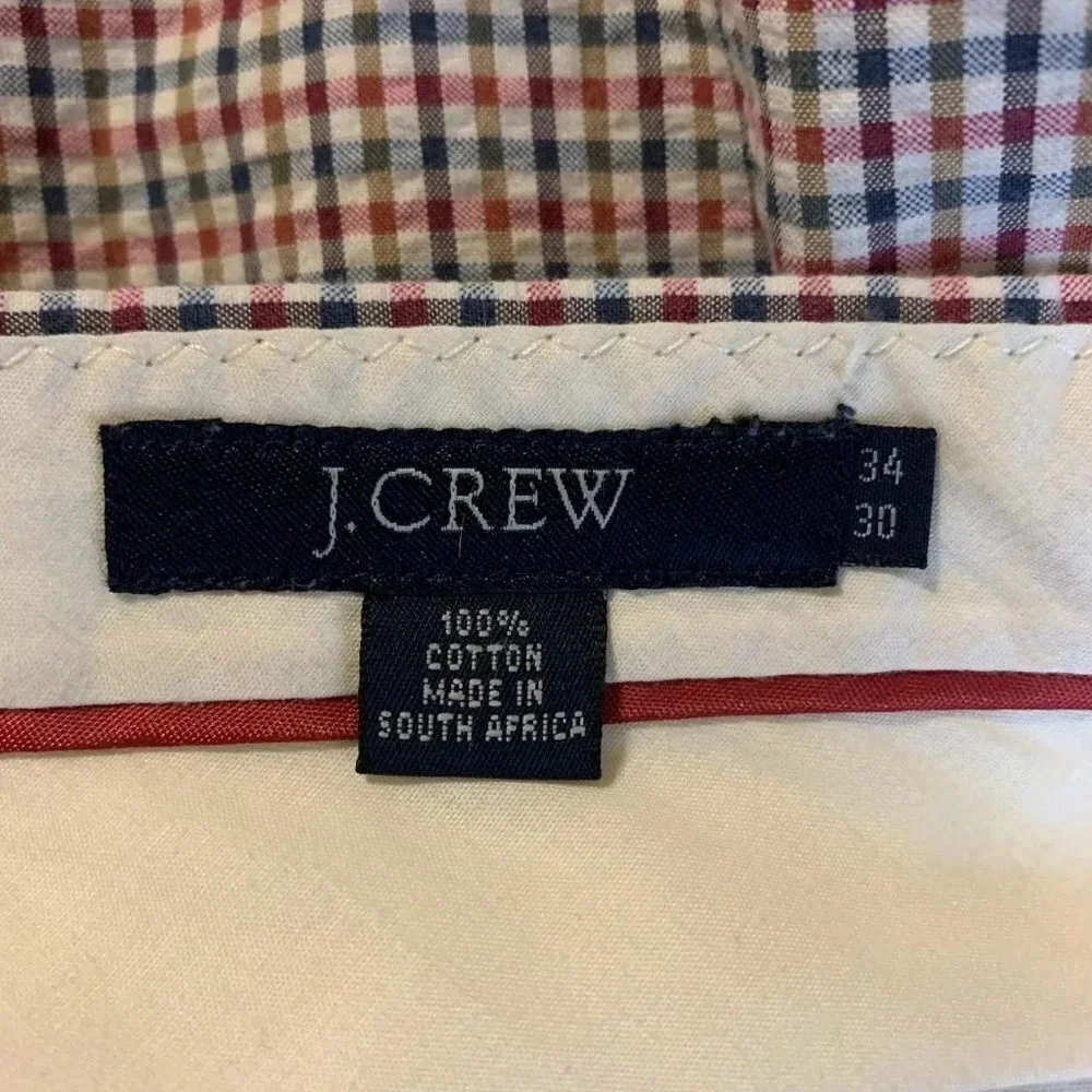 J.‎ Crew Men's Searsucker 100% Cotton Flat Front Slash Pocket Pants Size 34x30